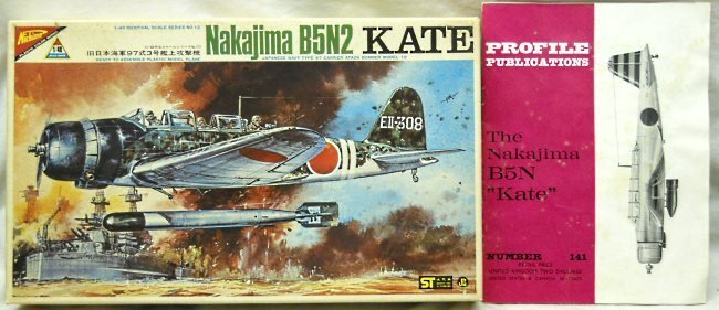 Nichimo 1/48 Nakajima B5N2 Kate Motorized With Profile Publications No. 141 'The Nakajima B5N Kate' - Radar Aircraft 931 Sq / Carrier Zuiho / Commander Fuchida's Aircraft  IJN Zuikaku / IJN Shokaku, S-4813-450 plastic model kit